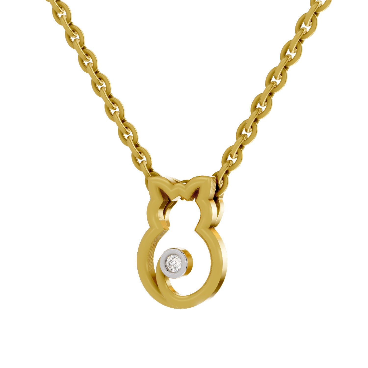 0.02 Carat | 925 Sterling Silver Yellow Gold Plated Celestial Cat pendant
