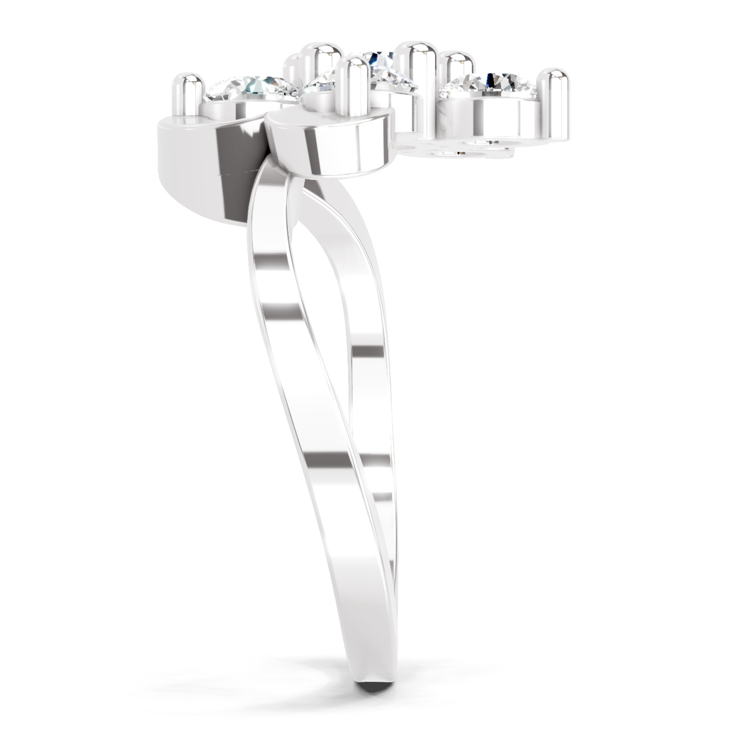 1.55 Ct Round Shape Floral Diamond Ring | 14K White Gold