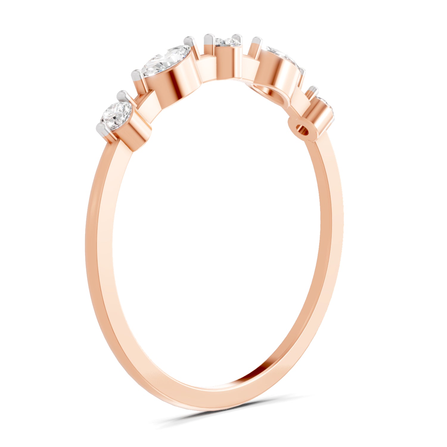 0.24 Carat Round & Marquise Shape Diamond Five-Stone Ring | 14K Rose Gold