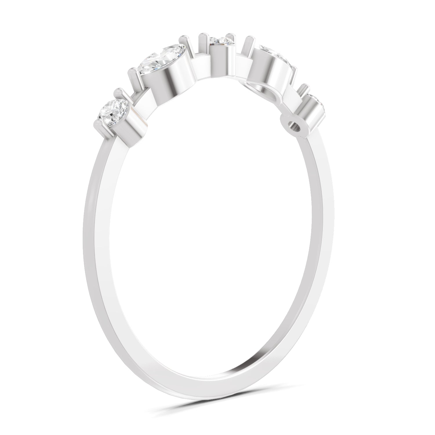 0.24 Carat Round & Marquise Shape Diamond Five-Stone Ring | 14K White Gold