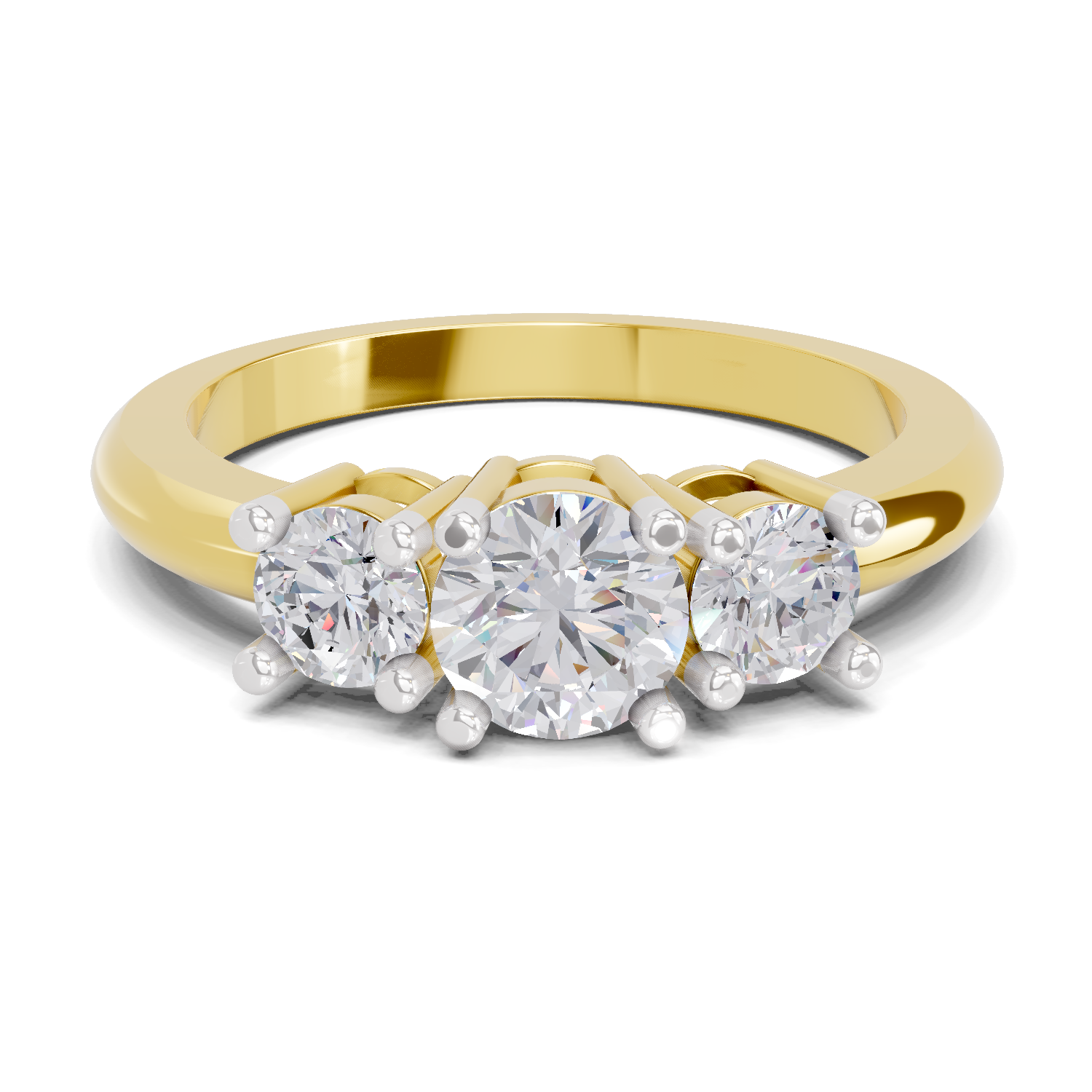 Lab Grown Diamond 0.95 Carat Trinity Gleam Promise Engagement Ring | 14K Yellow Gold