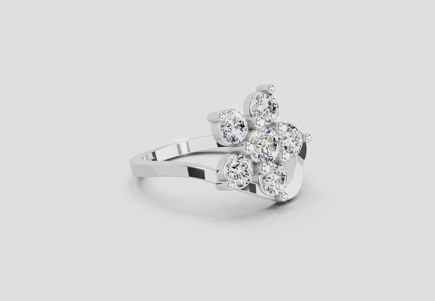 Load video: 1.55 Ct Round Shape Floral Diamond Ring | 14K White Gold