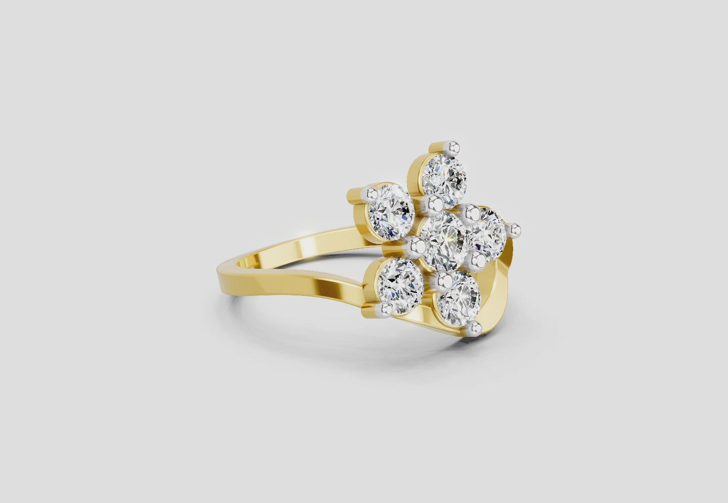 Load video: 1.55 Ct Round Shape Floral Diamond Ring | 14K Yellow Gold