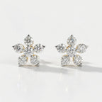 0.44 Ct  Round Shape Diamond Floral Stud Earrings | 14K Rose Gold