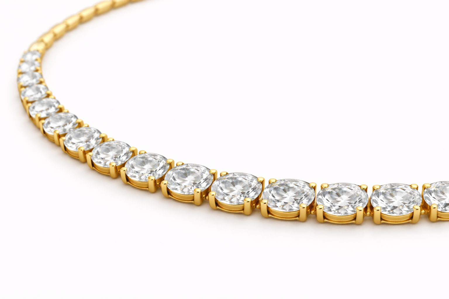Celestia Oval Diamond Graduated Necklace
