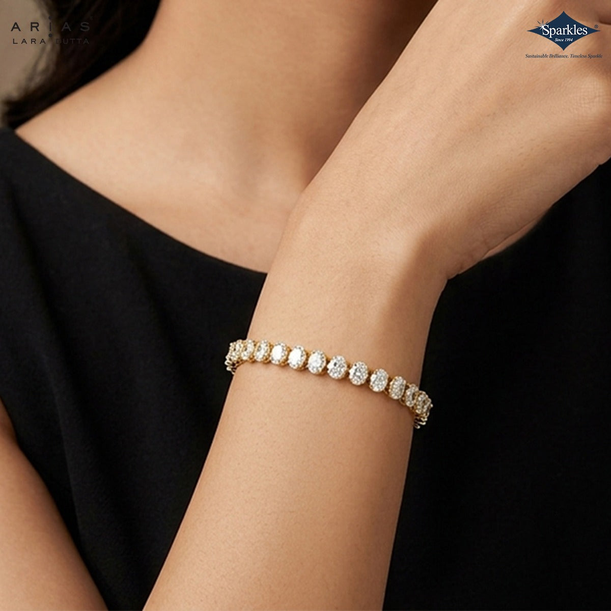 Arias by Lara Dutta Oval Diamond Tennis Bracelet