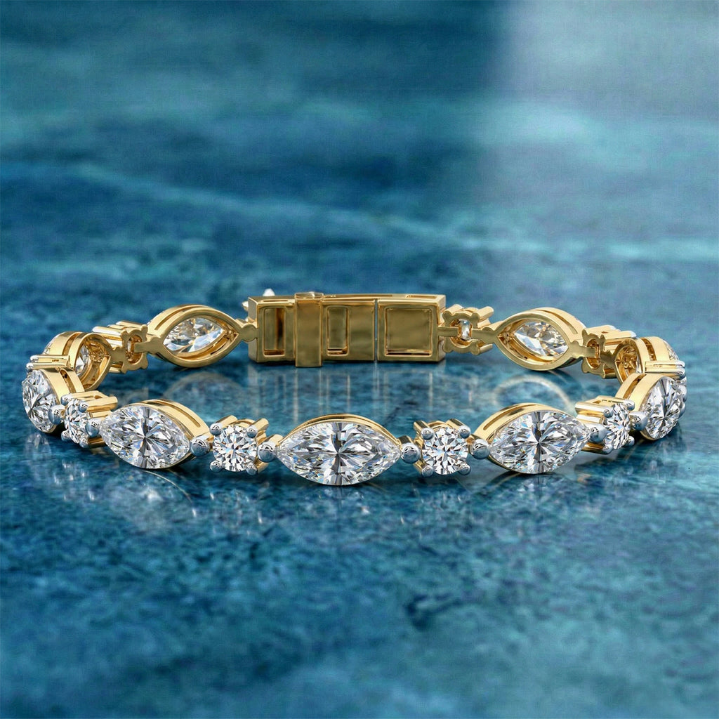 5.18 Carat Solitaire Lab Grown Diamond Bracelet In 14K Gold