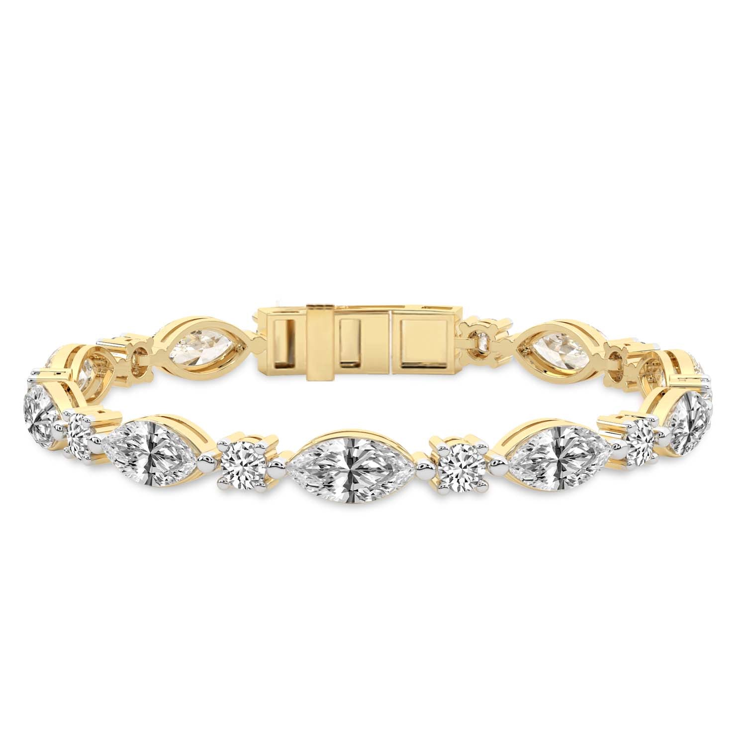 5.18 Carat Solitaire Lab Grown Diamond Bracelet In 14K Gold
