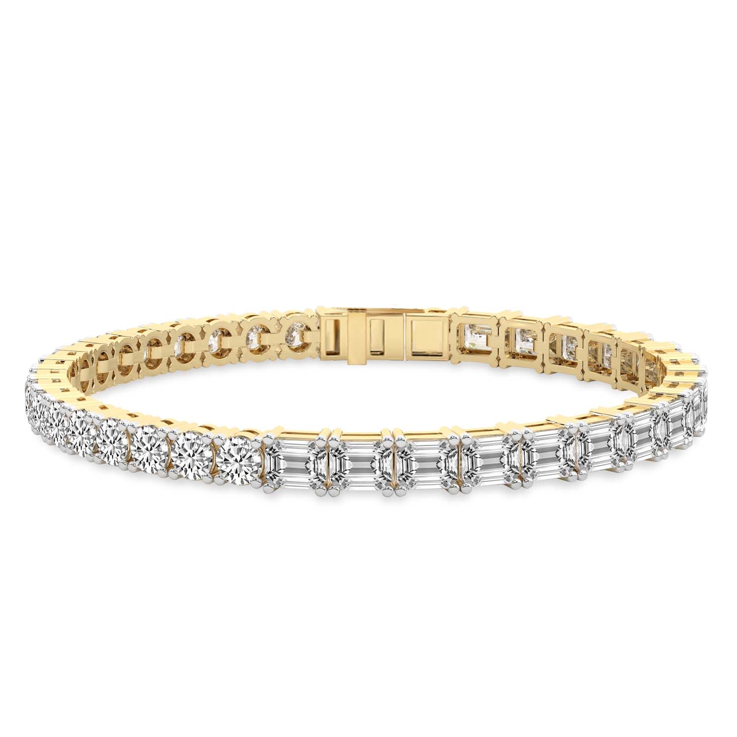 Sparkles Round & Baguette Two Tone Diamond Bracelet