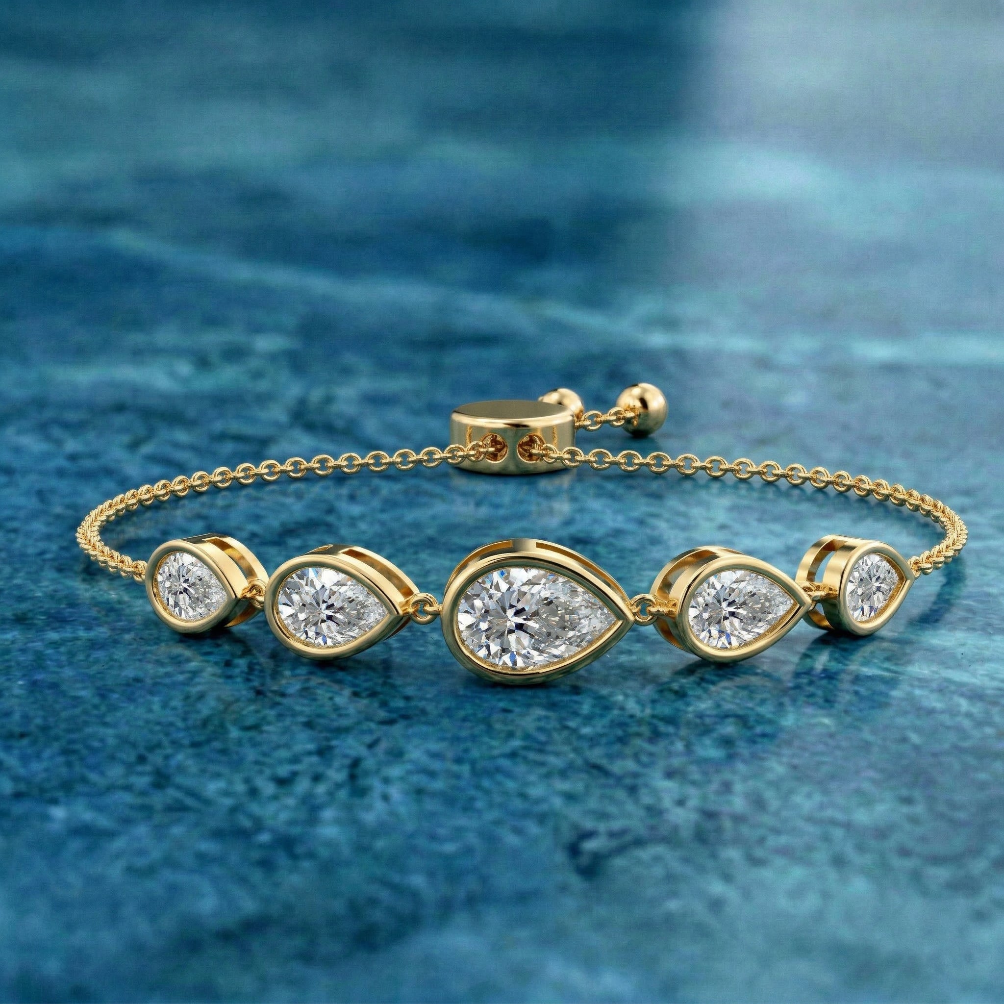 Sparkles Pear Cut Diamond Lariat Diamond Bracelet