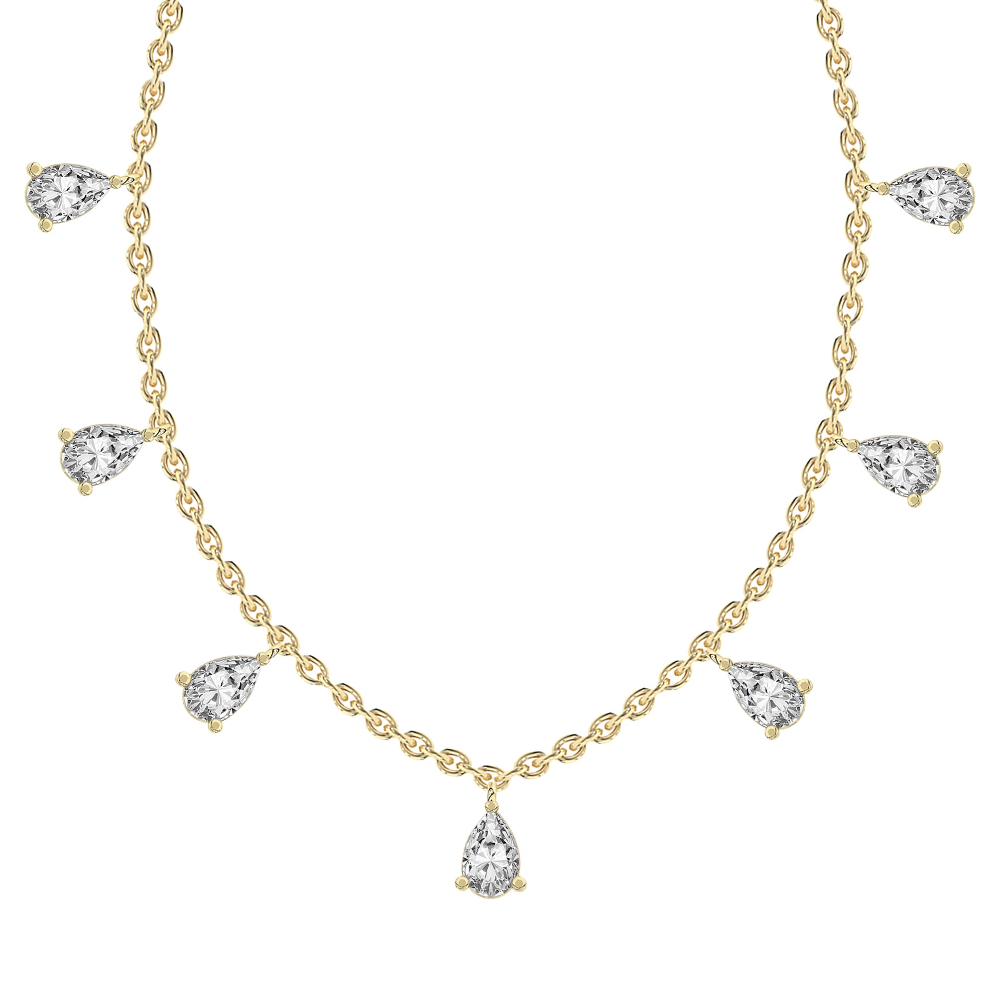 1.19 Ct Pear Shape Diamond Fashion Necklace | 14K Yellow Gold