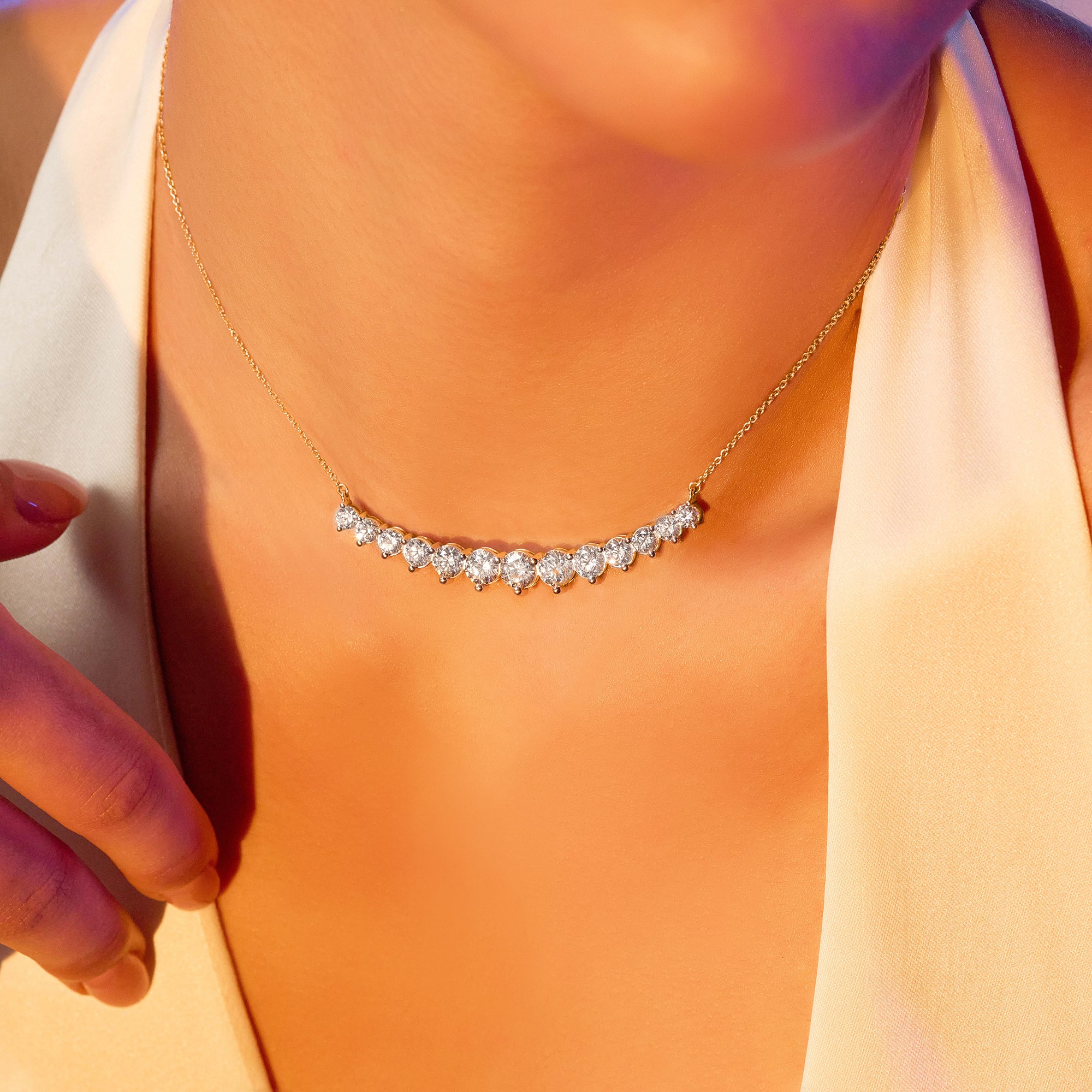5.06 Ct Round Shape Diamond Fashion Necklace | 14K Yellow Gold