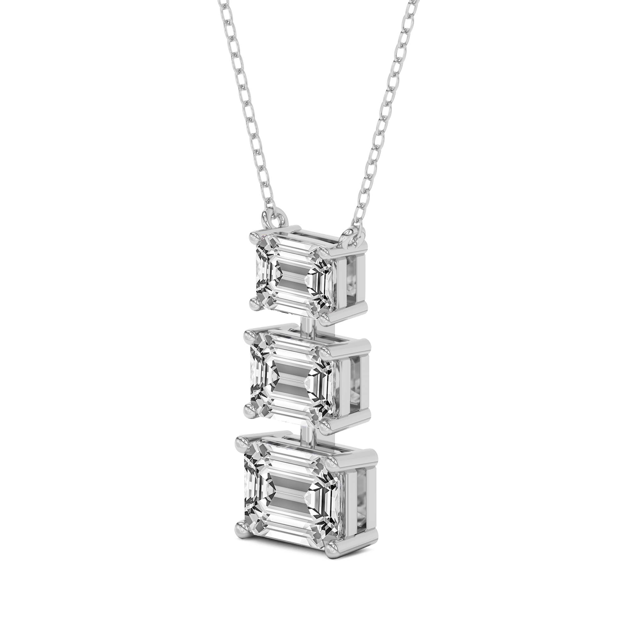 2 Ct Emerald Shape Diamond Fashion Necklace | 14K White Gold