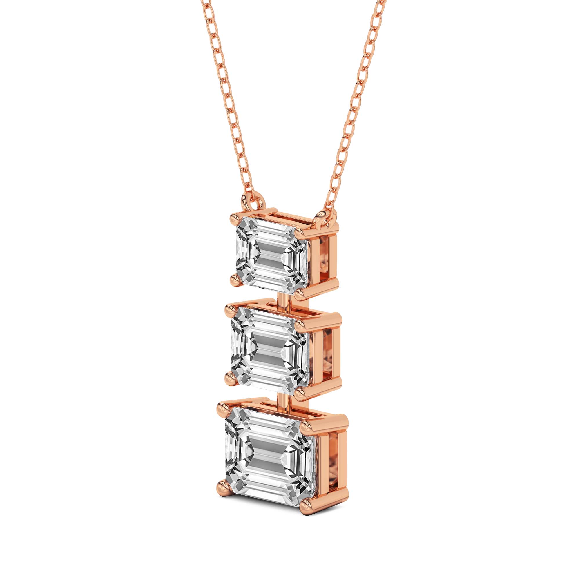 2 Ct Emerald Shape Diamond Fashion Necklace | 14K Rose Gold