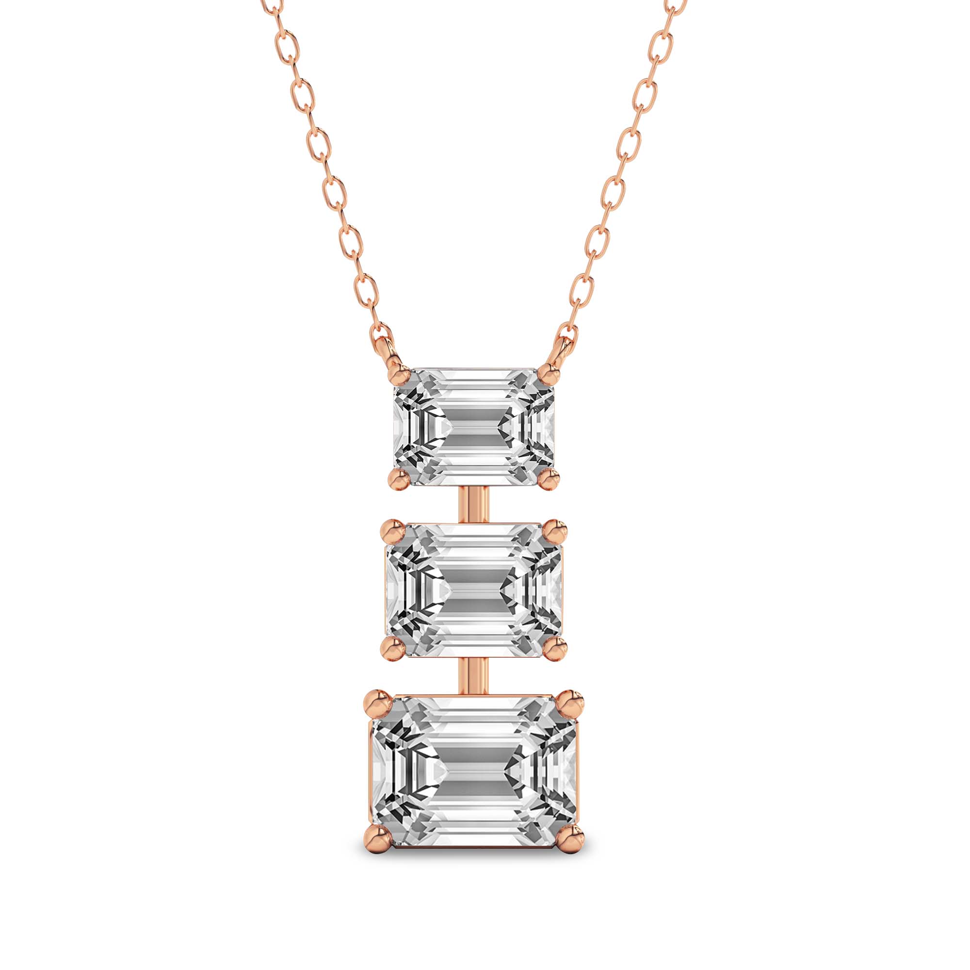 2 Ct Emerald Shape Diamond Fashion Necklace in 14K