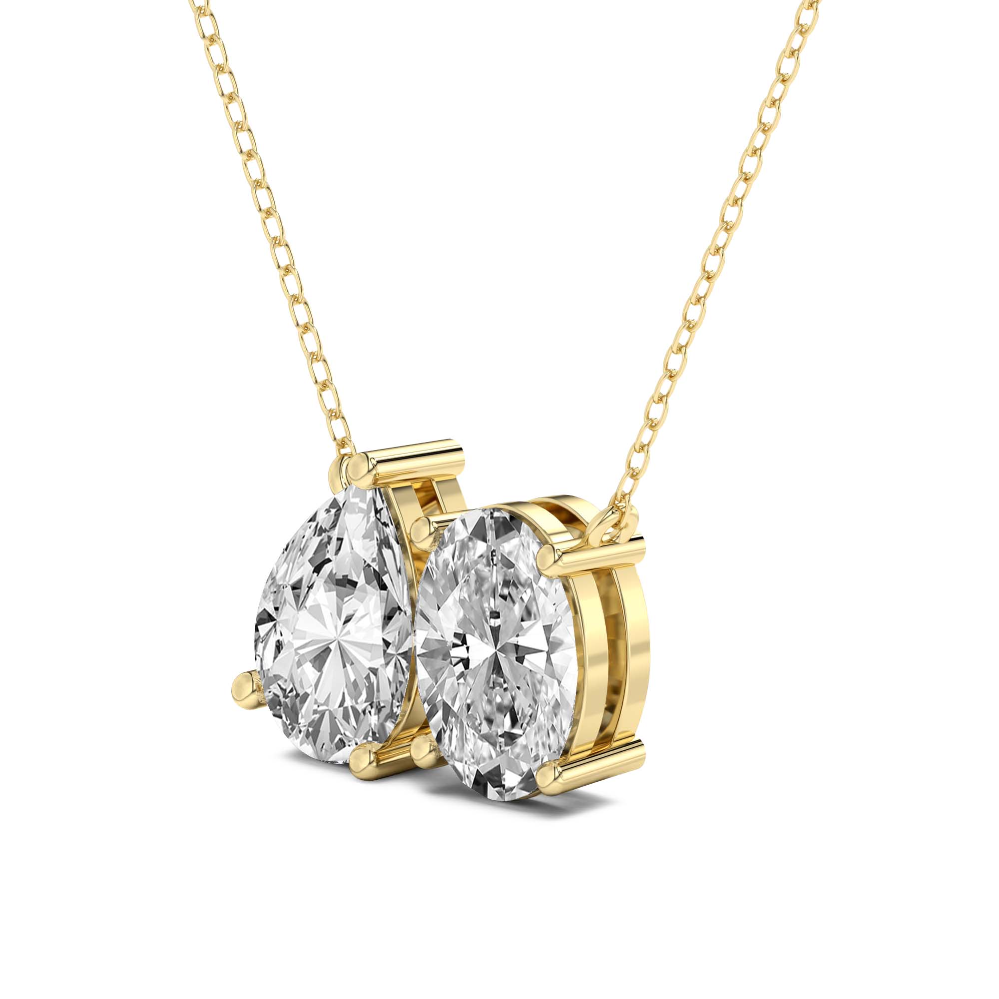 2 Ct Pear Oval Shape Diamond Fashion Necklace in 14K
