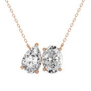 2 Ct Pear & Oval Shape Diamond Fashion Necklace | 14K Rose Gold