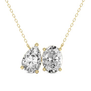 2 Ct Pear & Oval Shape Diamond Fashion Necklace | 14K Yellow Gold