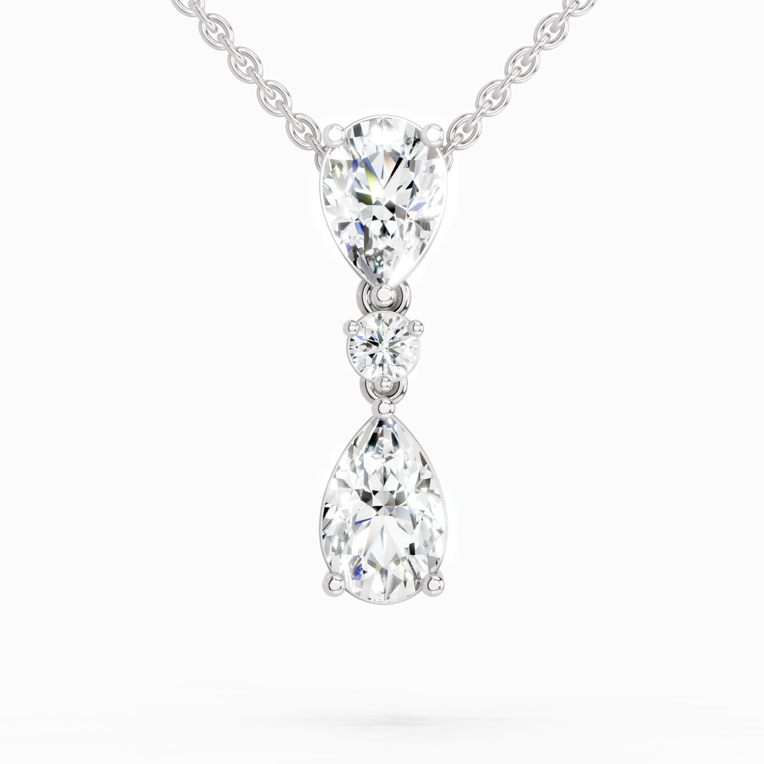 4.05 Ct Pear Diamond Pendant Necklace in 14K