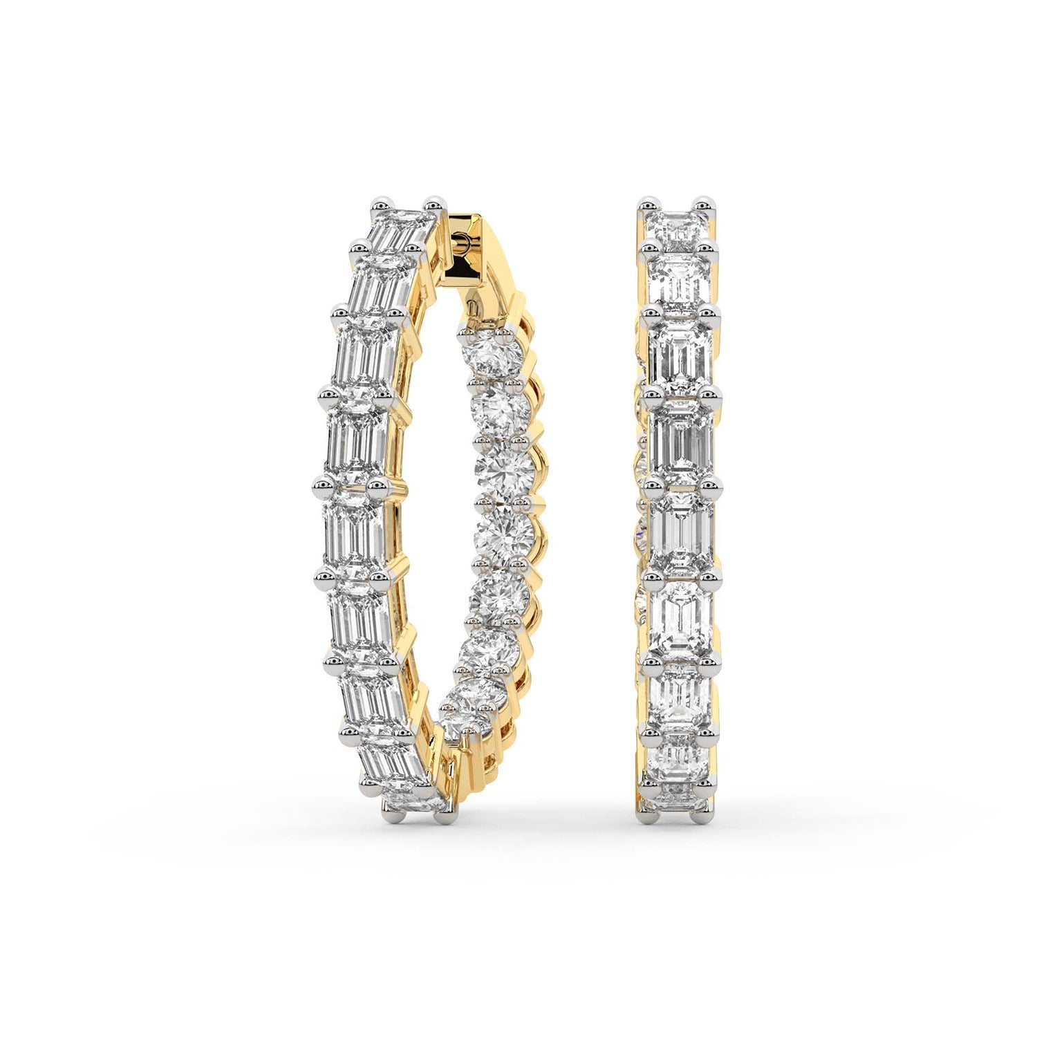 Sparkles Emerald Cut Hoop Diamond Earring