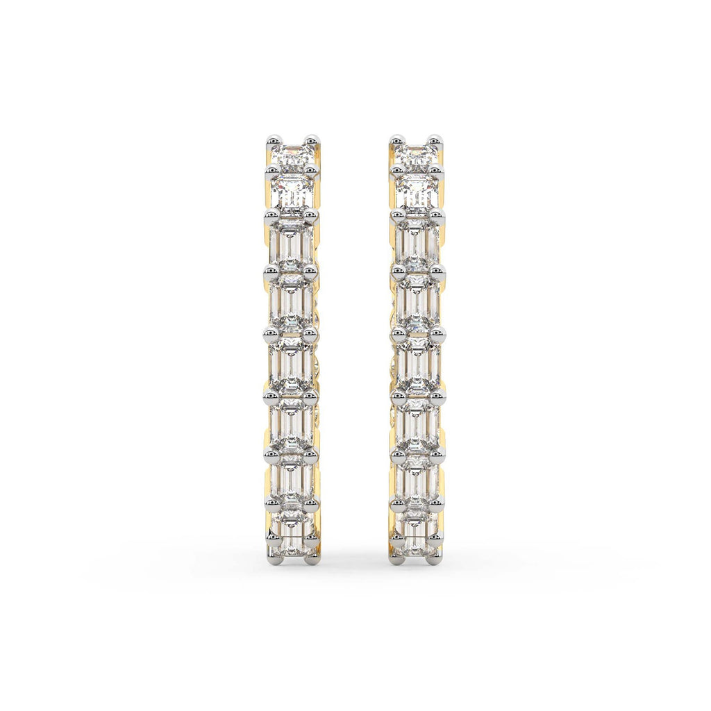 Sparkles Emerald Cut Hoop Diamond Earring