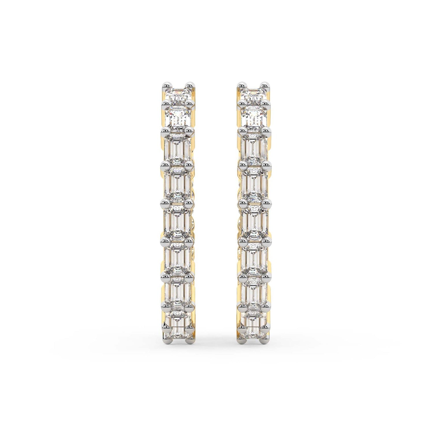 Sparkles Emerald Cut Hoop Diamond Earring