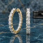 Sparkles Emerald Cut Hoop Diamond Earring