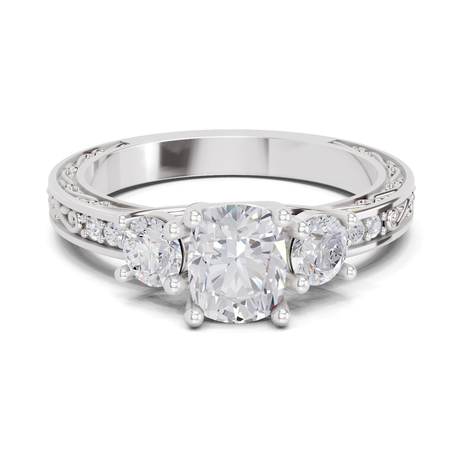1.46 Ct Cushion Shape Solitaire Diamond Ring| 14K White Gold