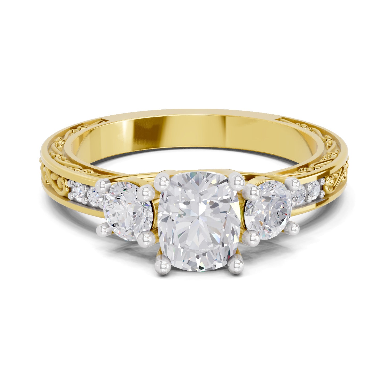 1.46 Ct Cushion Shape Solitaire Diamond Ring| 14K Yellow Gold