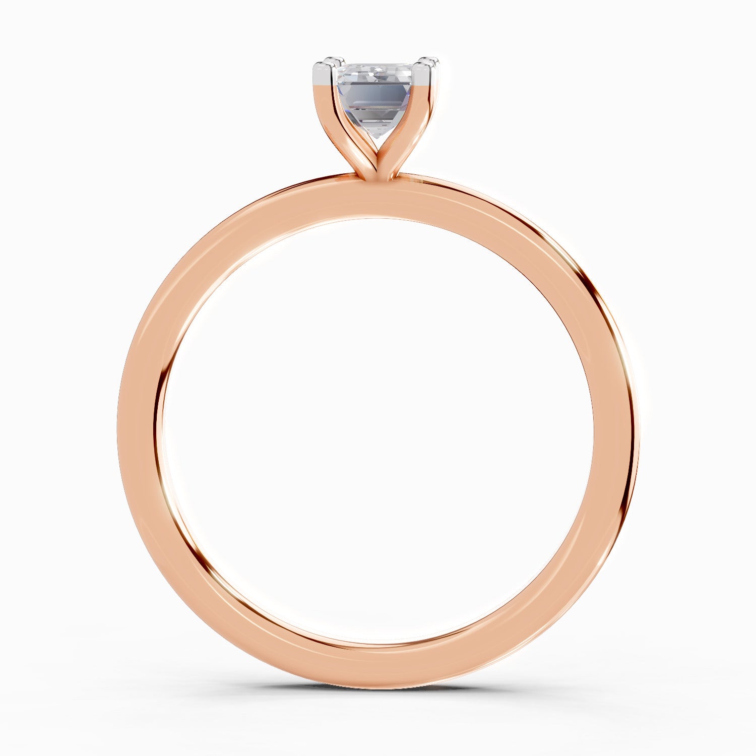 0.75 Ct Emerald Shape Solitaire Diamond Ring| 14K Rose Gold