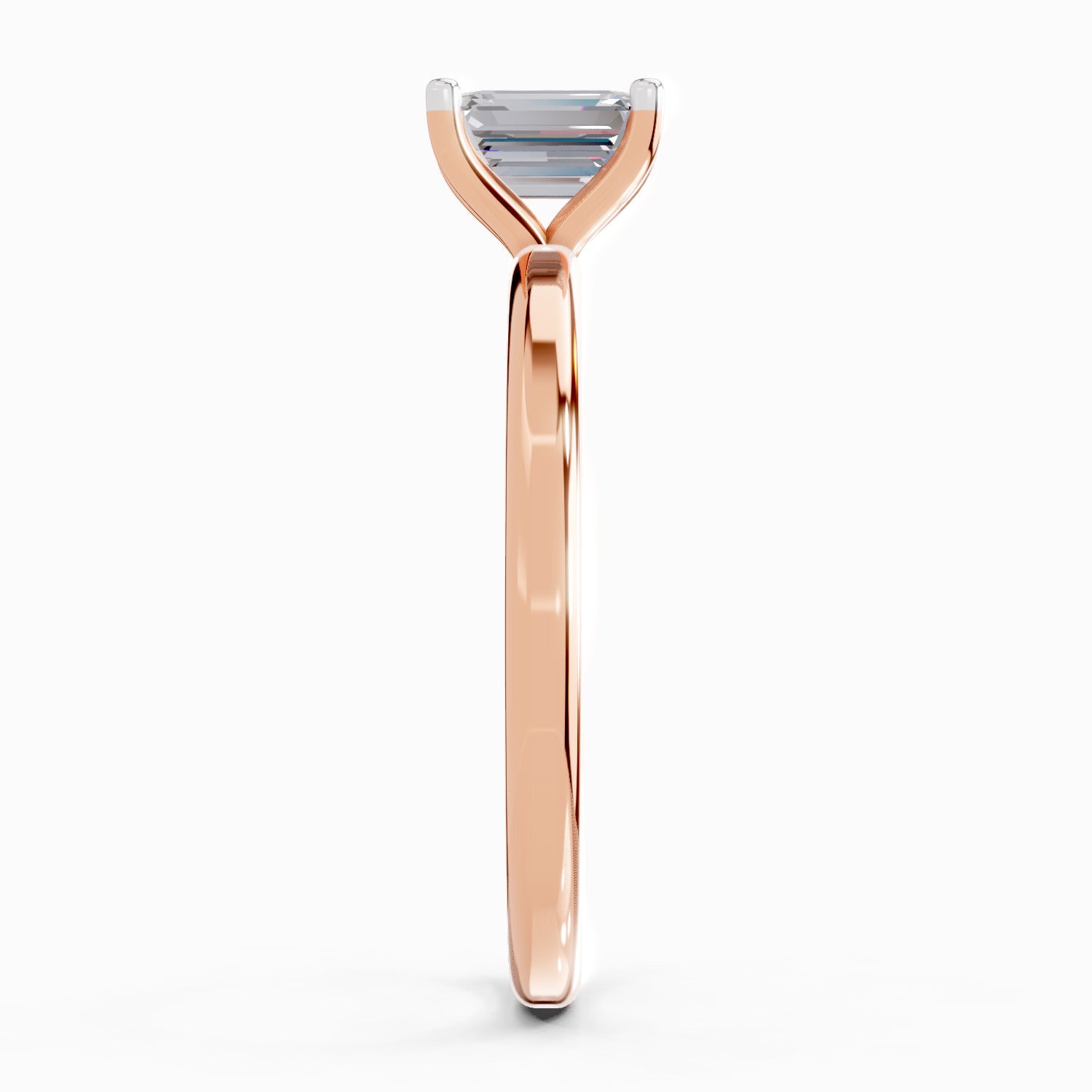 0.75 Ct Emerald Shape Solitaire Diamond Ring| 14K Rose Gold