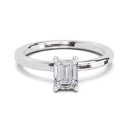 0.75 Ct Emerald Shape Solitaire Diamond Ring| 14K White Gold