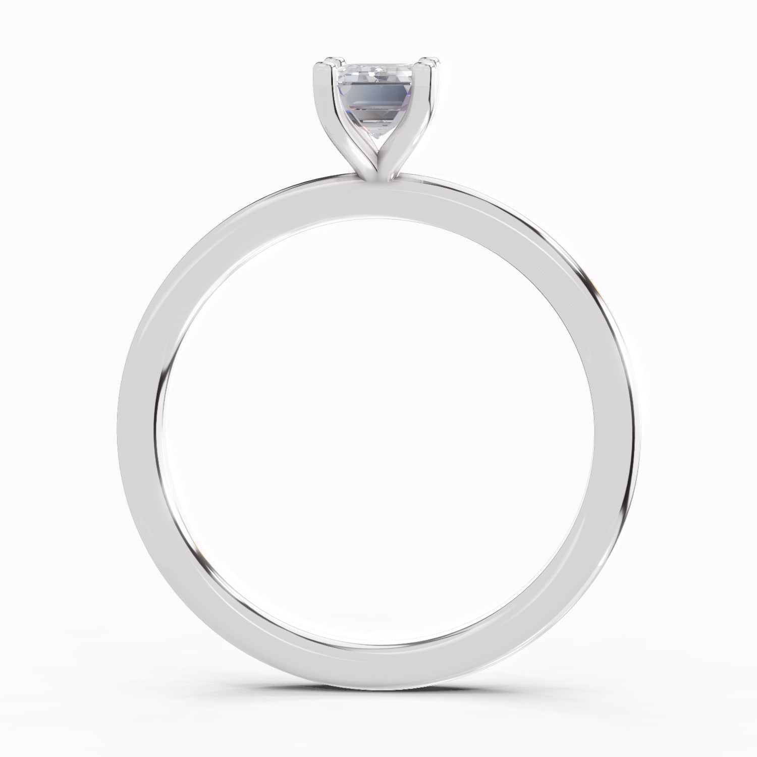 0.75 Ct Emerald Shape Solitaire Diamond Ring| 14K White Gold