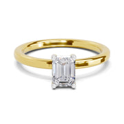 0.75 Ct Emerald Shape Solitaire Diamond Ring| 14K Yellow Gold