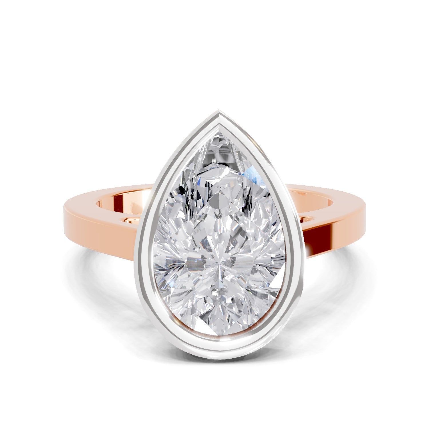 3 Ct Pear Shape Solitaire Diamond Ring| 14K Rose Gold