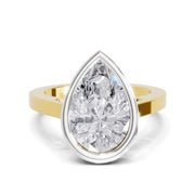 3 Ct Pear Shape Solitaire Diamond Ring| 14K Yellow Gold