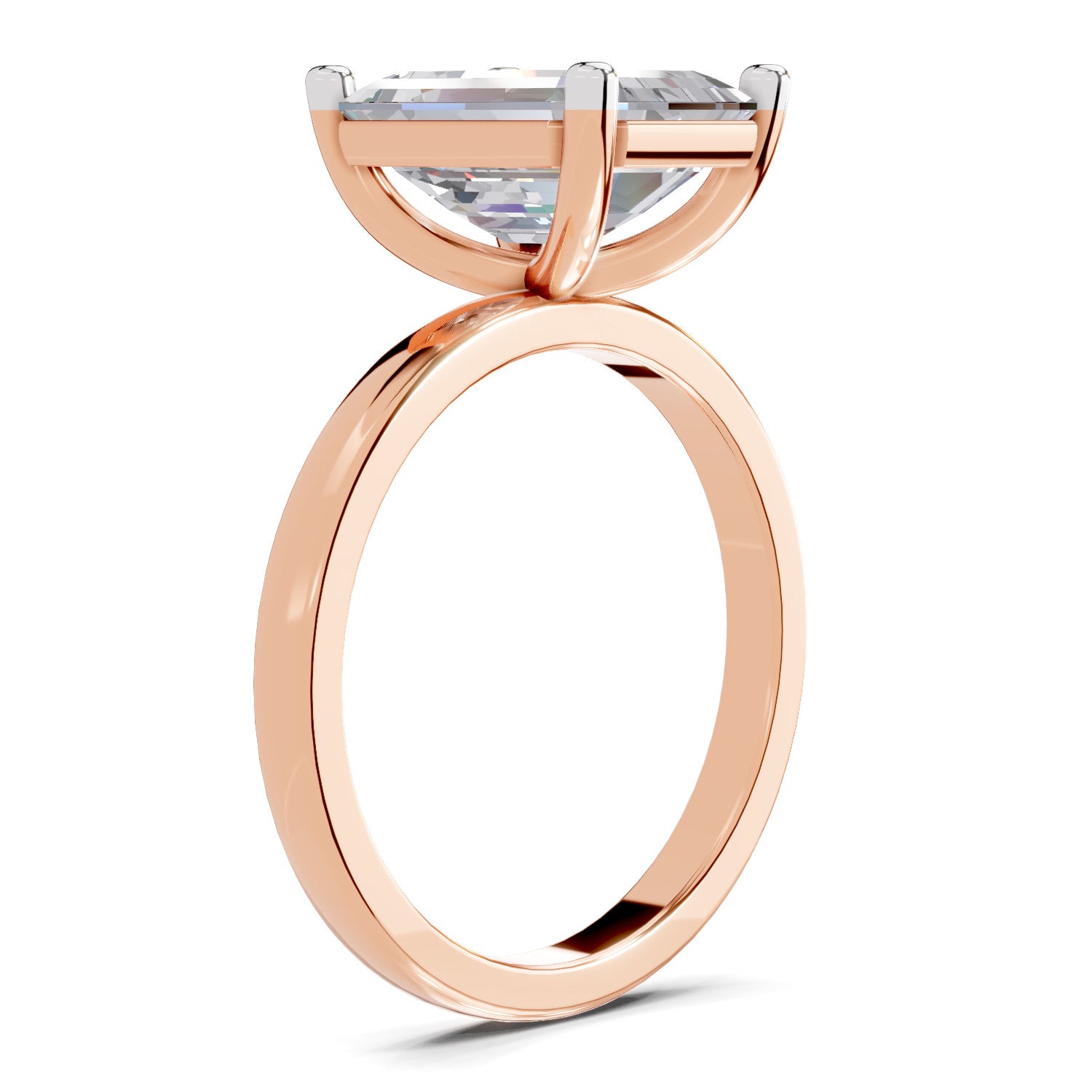 4 Ct Emerald Shape Solitaire Diamond Ring| 14K Rose Gold