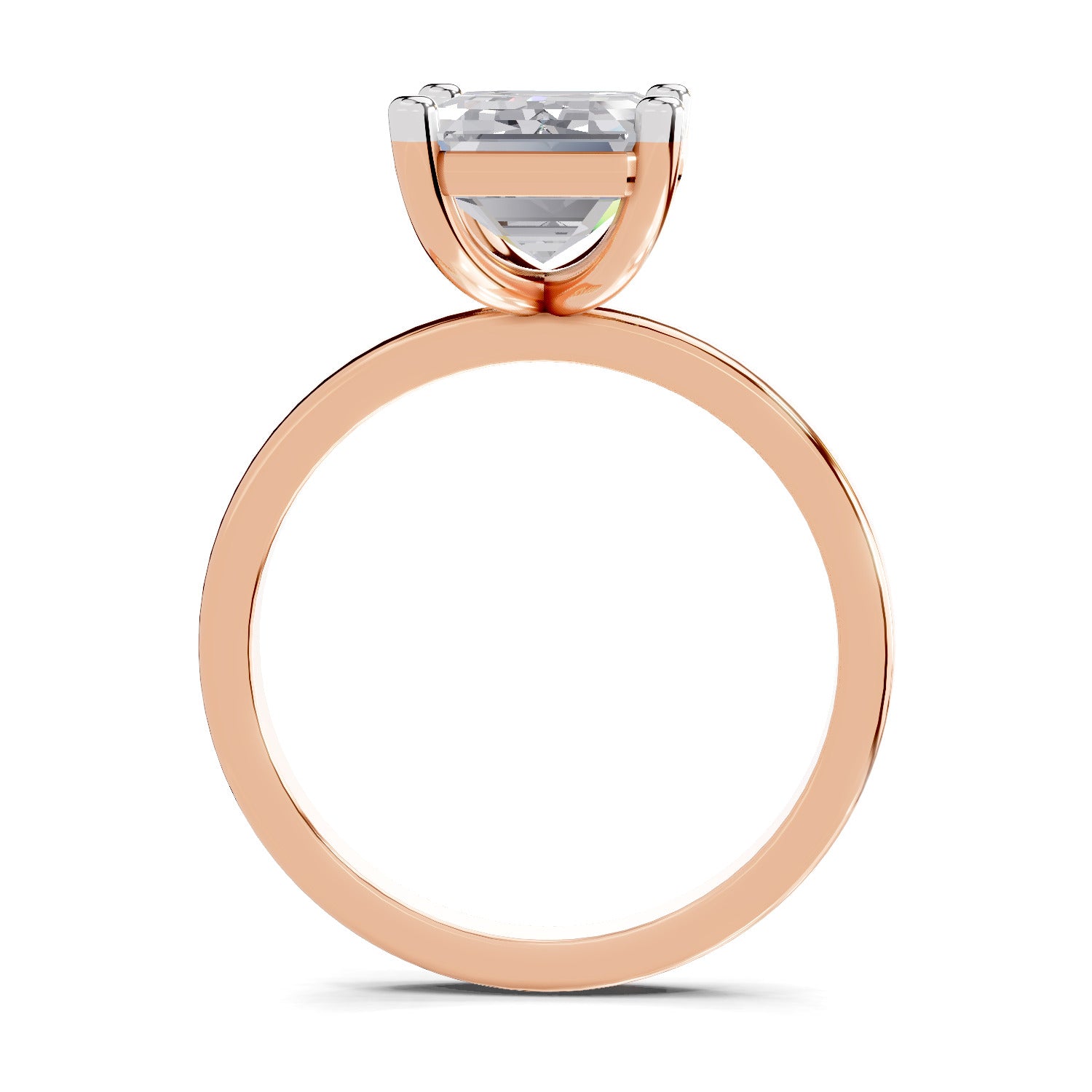 4 Ct Emerald Shape Solitaire Diamond Ring| 14K Rose Gold