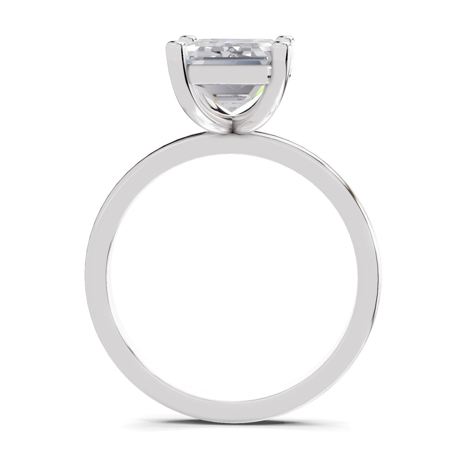 4 Ct Emerald Shape Solitaire Diamond Ring| 14K White Gold