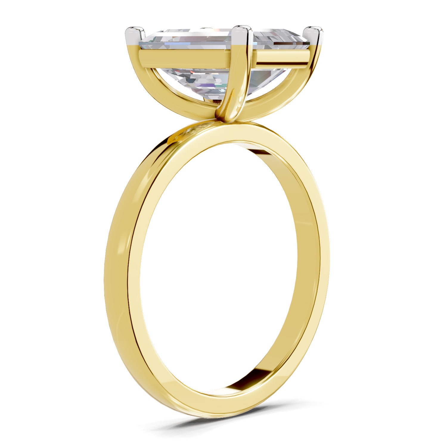 4 Ct Emerald Shape Solitaire Diamond Ring| 14K Yellow Gold