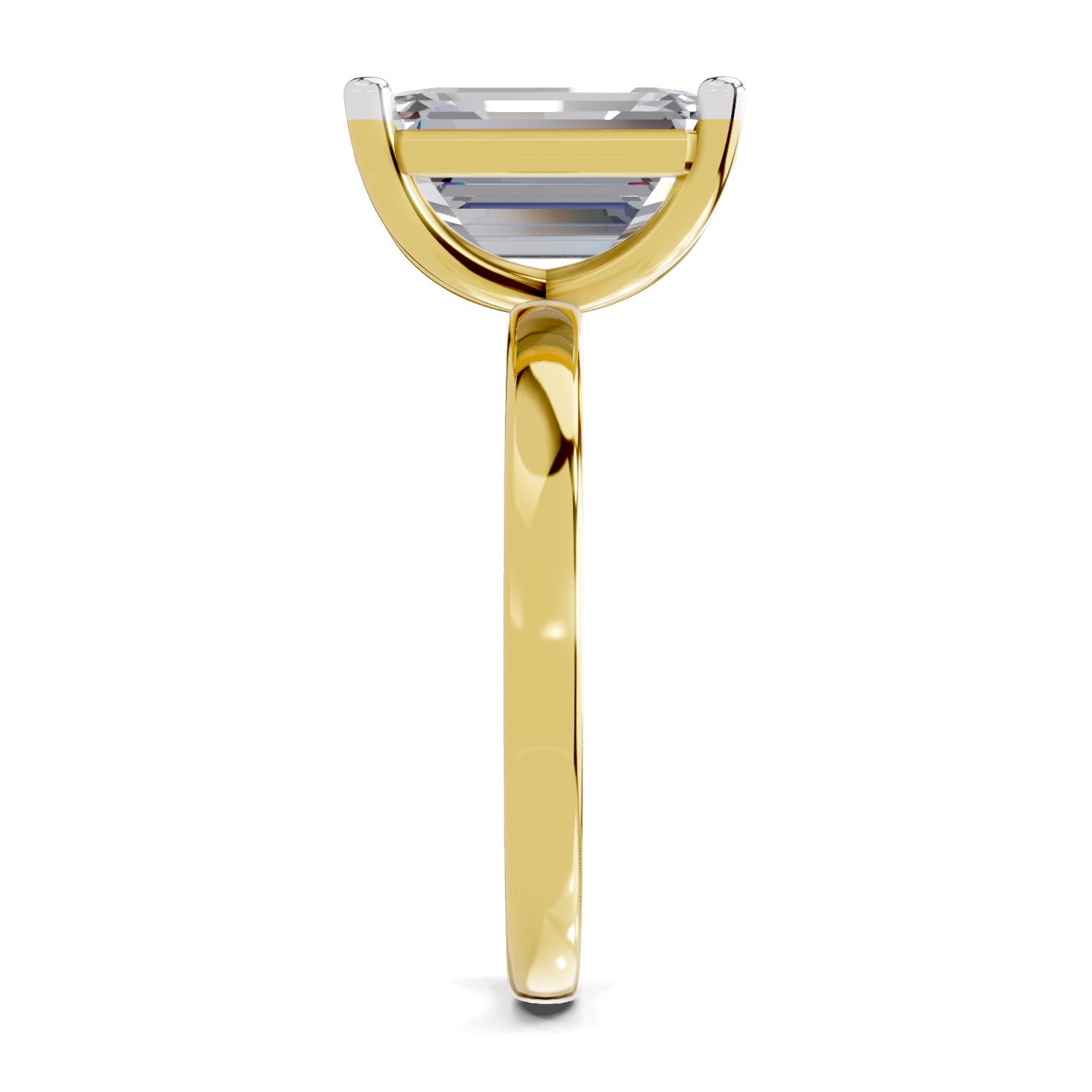 4 Ct Emerald Shape Solitaire Diamond Ring| 14K Yellow Gold