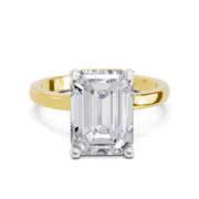 5 Ct Emerald Shape Solitaire Diamond Ring| 14K Yellow Gold