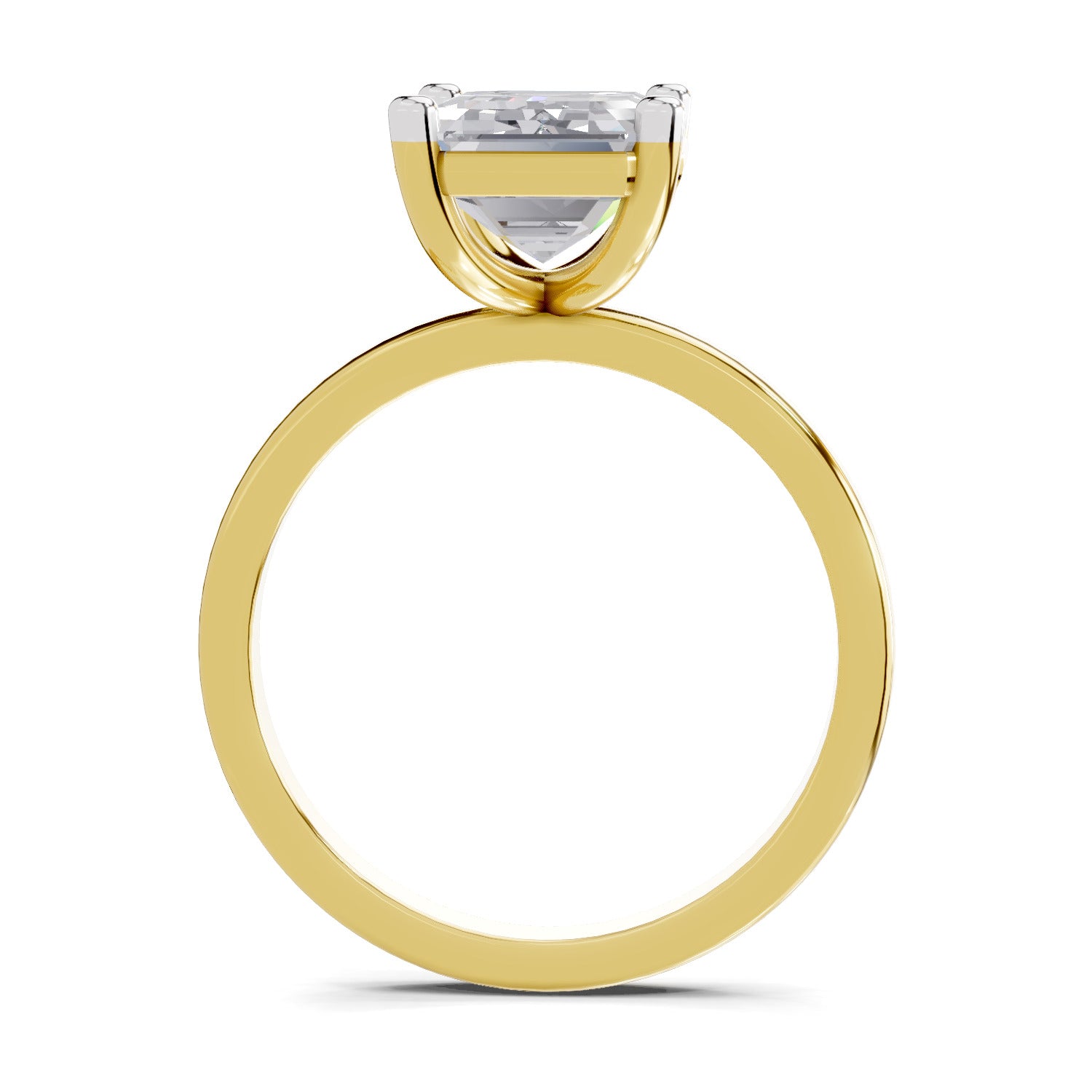 5 Ct Emerald Shape Solitaire Diamond Ring| 14K Yellow Gold