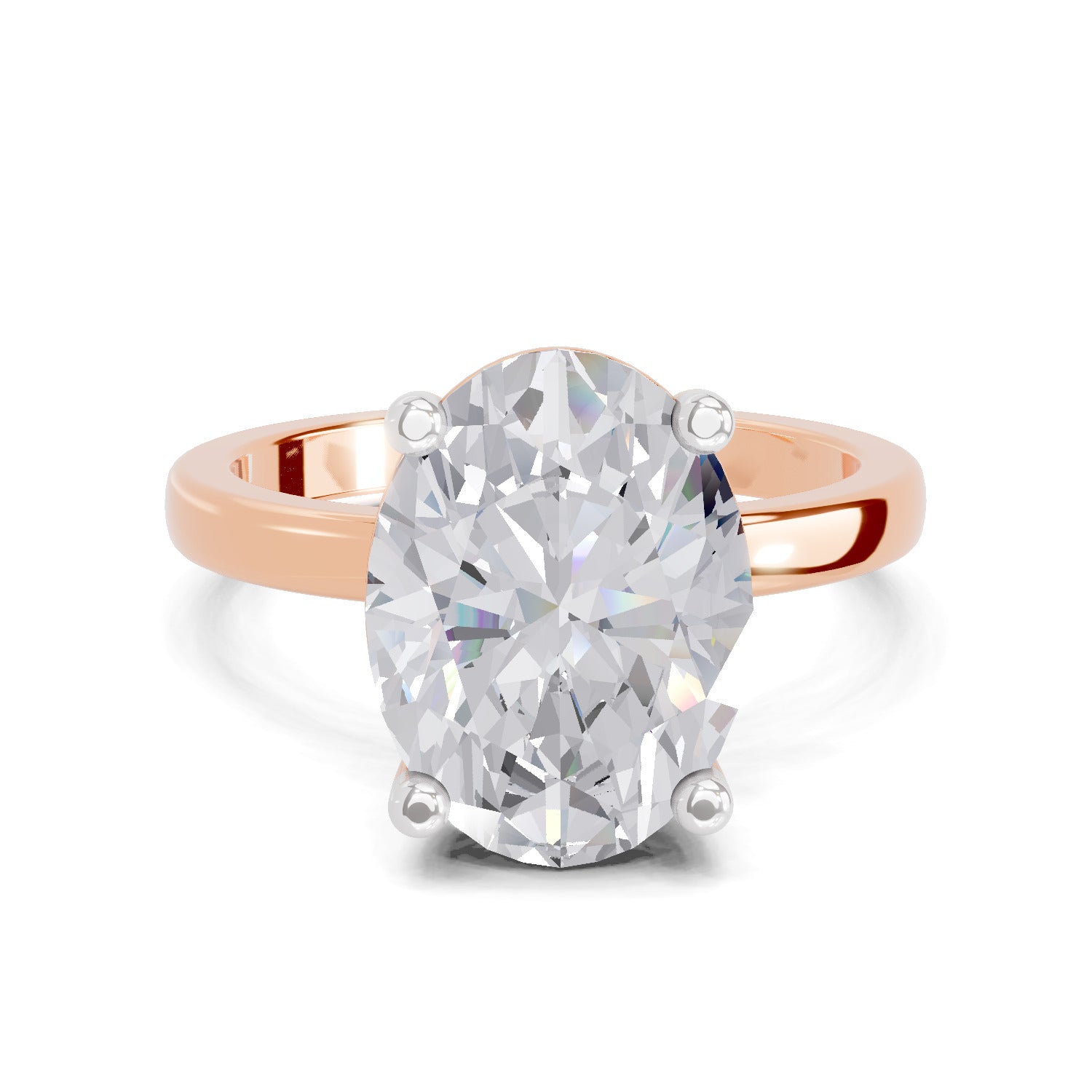 4 Ct Oval Shape Solitaire Diamond Ring| 14K Rose Gold
