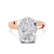 4 Ct Oval Shape Solitaire Diamond Ring| 14K Rose Gold