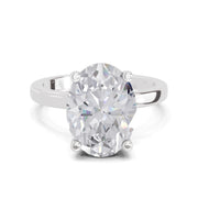 4 Ct Oval Shape Solitaire Diamond Ring| 14K White Gold