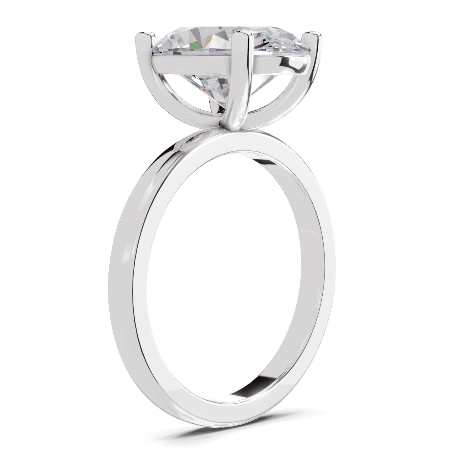 4 Ct Oval Shape Solitaire Diamond Ring| 14K White Gold
