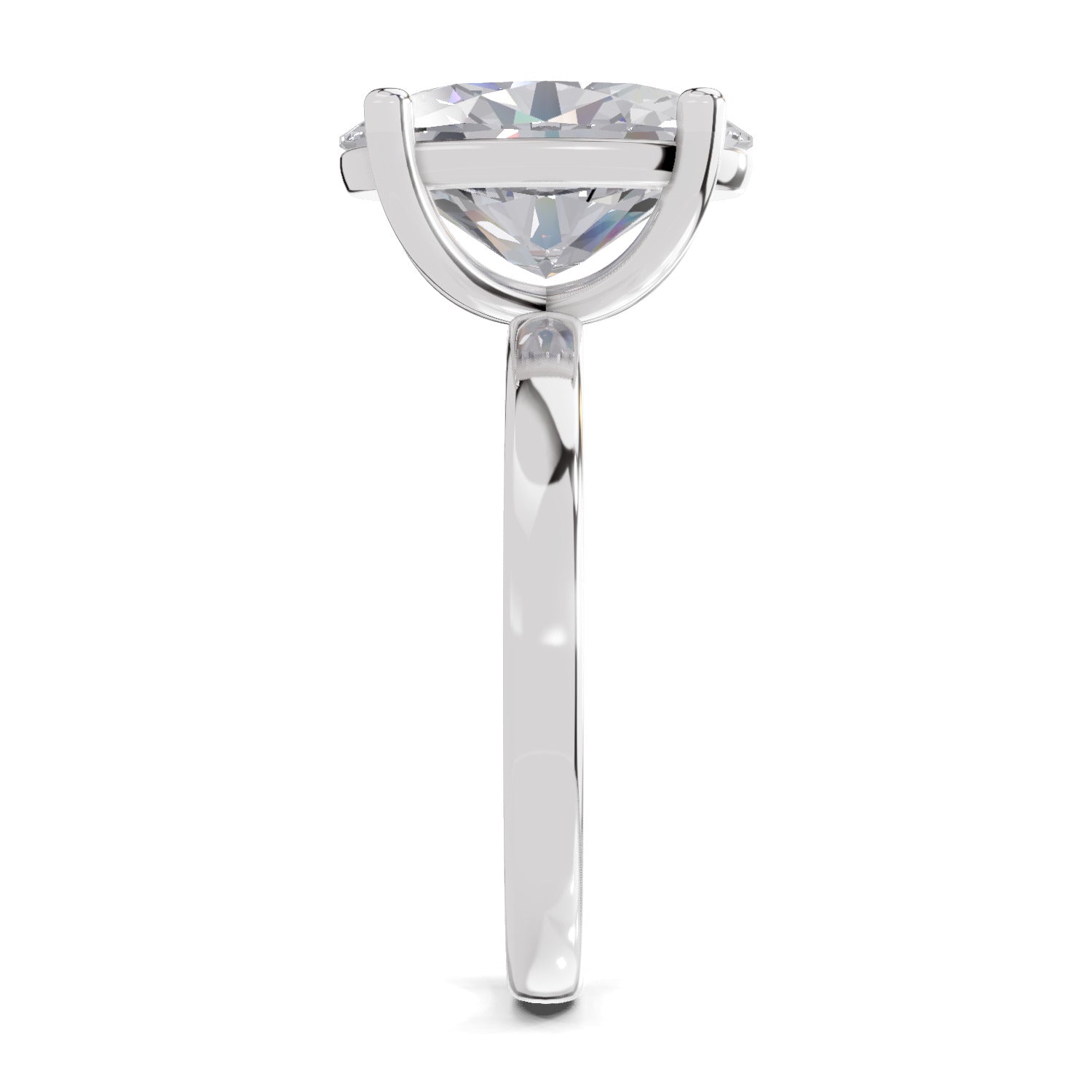 4 Ct Oval Shape Solitaire Diamond Ring| 14K White Gold