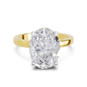 4 Ct Oval Shape Solitaire Diamond Ring| 14K Yellow Gold