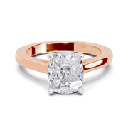 2 Ct Cushion Shape Solitaire Diamond Ring| 14K Rose Gold